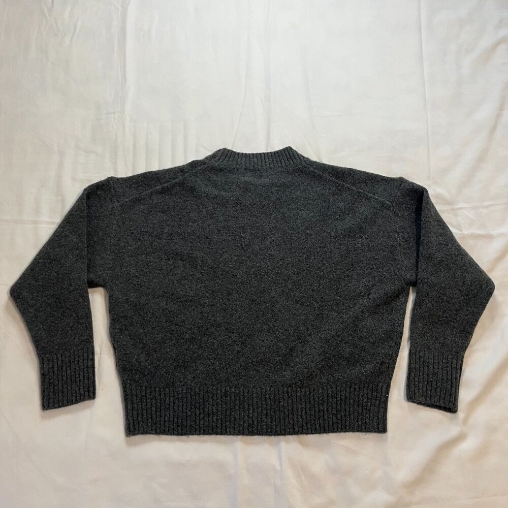 Zara Dark Gray Wool Blend Cropped Crewneck Sweater | Size S - Picture 4 of 5